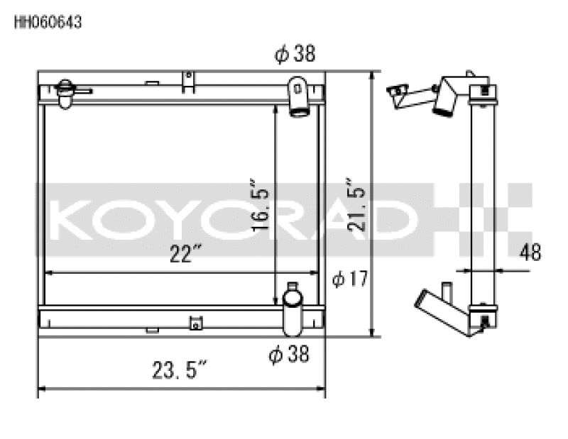 Koyo HH060643, 89-92 Mazda RX-7 1.3L Late FC Chassis Turbo & Non Turbo Radiator