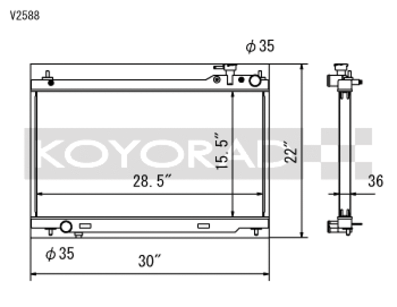Koyo V2588, 03-07 Infiniti G35 Coupe / 03-06 G35 Sedan VQ35DE (MT) Radiator