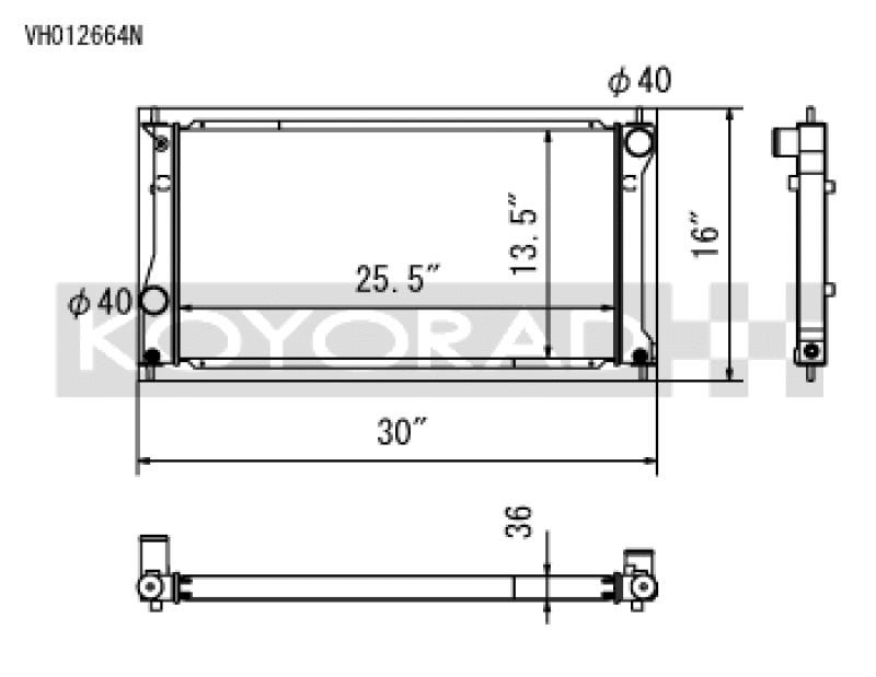 Koyo VH012664N, 13-20 Scion FR-S / Subaru BRZ 2.0L / 22+ Toyota GR86 / Subaru BRZ 2.4L (MT/AT) Radiator