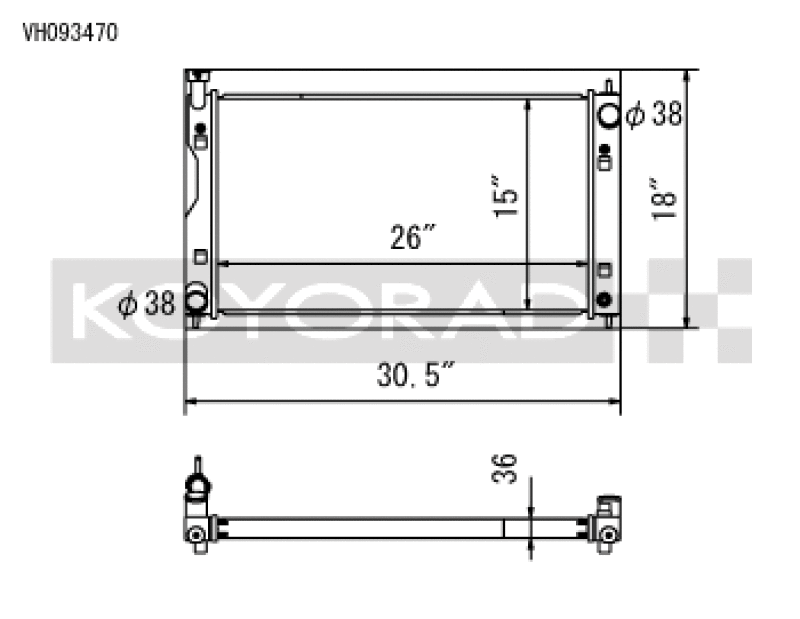Koyo VH093470, 17-22 Subaru Impreza 2.0L Non-Turbo / 18-22 Crosstrek 2.0/2.5L Non-Turbo Aluminum Radiator
