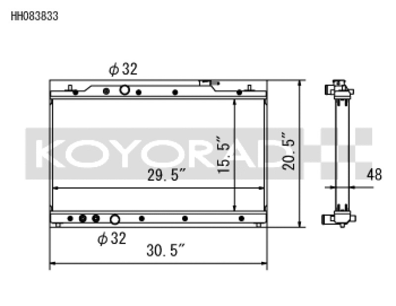 Koyo HH083833, 2022 Honda Civic 1.5L Turbo (MT and CVT) / 2023 Acura Integra All Aluminum Radiator