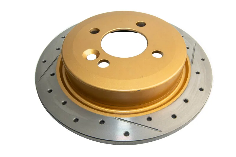 DBA DBA543X, (14mm Lug Excl JCW Brakes) Rear Street Series Drill Slot Rotor w/Gold Hat for 2007-2016 Mini Cooper