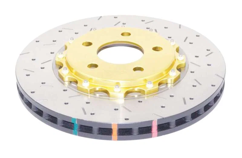 DBA DBA52113GLDXS, 05-10 Ford Mustang GT / 11-13 V6 Front Drilled & Slotted 5000 Series 2 Piece Rotor w/ Gold Hat