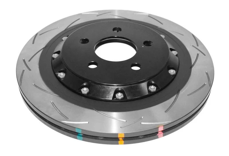DBA DBA52165BLKS, 2.3L/5.0L Rear Slotted 5000 Series 2 Piece Rotor w/ Black Hat for 2015-2018 Ford Mustang