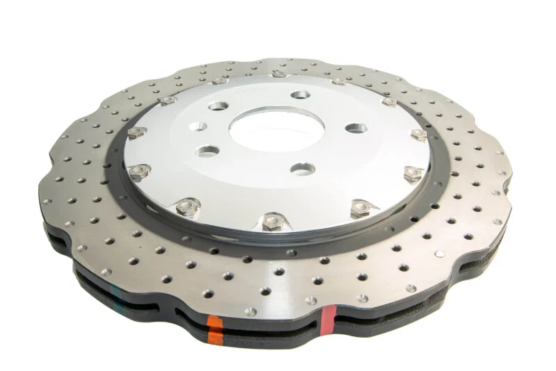 DBA DBA52841WSLVXD, (w/Scalloped edge Iron Discs) Rear 5000 Series Drilled Wavy Rotor w/Silver Hat for 2013-2015 Audi RS5
