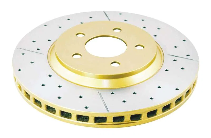 DBA DBA2113X, Front Street Series Drilled Slotted Rotor w/Gold Hat for 2005-2013 Ford Mustang GT