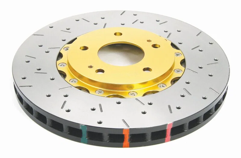DBA DBA52218GLDXS, 03-05 Evo 8/9 Front Drilled & Slotted 5000 Series 2 Piece Rotor Assembled w/ Gold Hat for 2003-2006 Mitsubishi Lancer