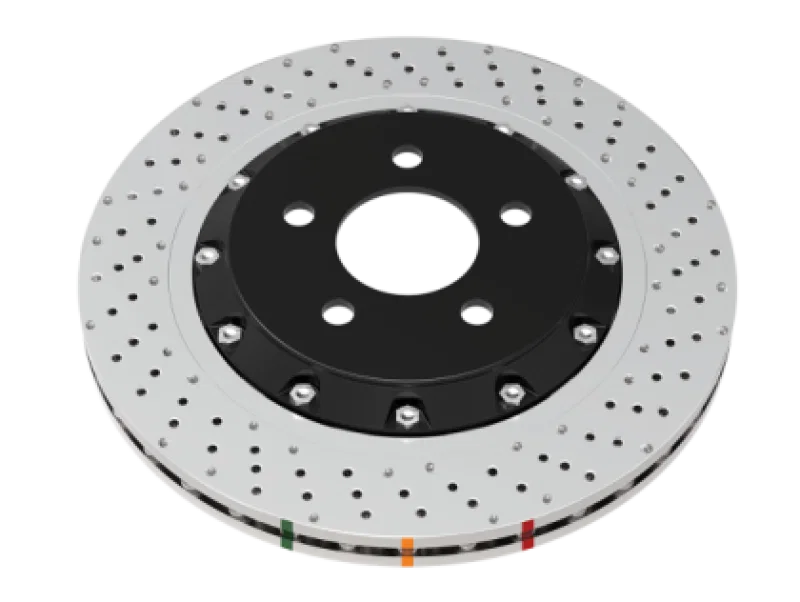 DBA DBA53927SLVXD, 2022+ Volkswagen Golf R Mk8 5000 Series Cross Drilled & Dimpled 2 Piece Front Brake Rotor