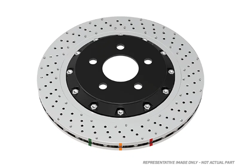 DBA DBA52608BLKLXD, 09-16 Cadillac CTS V Front Left 5000 Series 2-Piece Drilled Rotor w/Black Hat
