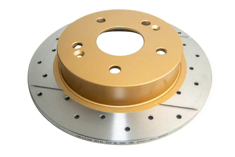DBA DBA438X, 06-15 Acura CSX Rear Street Series Drilled & Slotted Rotor w/Gold Hat for 2006-2013 Honda Civic
