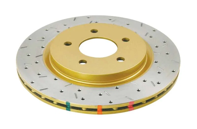 DBA DBA42114XS, /V6 Rear Drilled Slotted 4000 Series Rotor w/ Gold Hat for 2005-2014 Ford Mustang