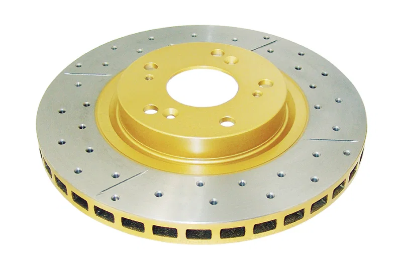 DBA DBA2500X, Type-S Front Street Series Drilled Slotted Rotor w/Gold Hat for Honda and Acura
