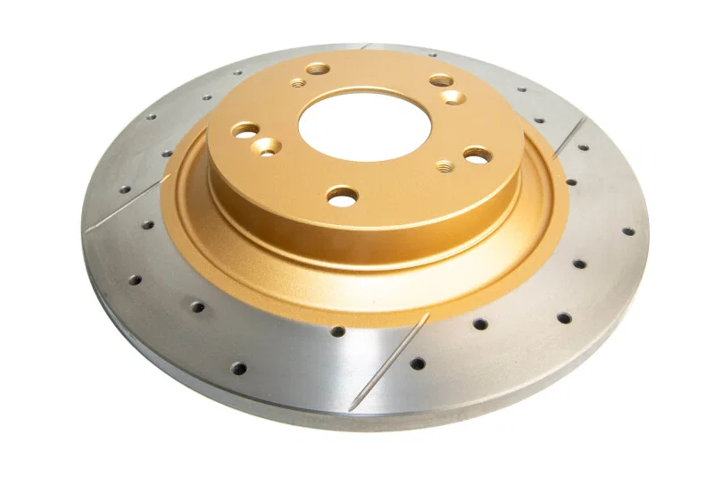 DBA DBA483X, Rear Street Series Drilled Slotted Rotor w/Gold Hat for 2000-2009 Honda S2000