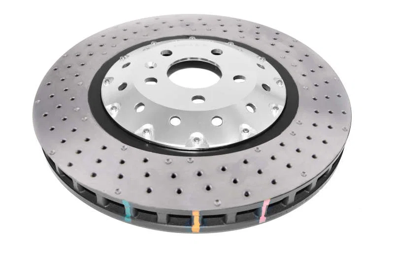 DBA DBA53004SLVXD, 8V Sedan 5000 Fully Assembled 2-Pc Clear Anodized Hat T3 Drilled/Dimpled Rotor for 2017-2019 Audi RS3