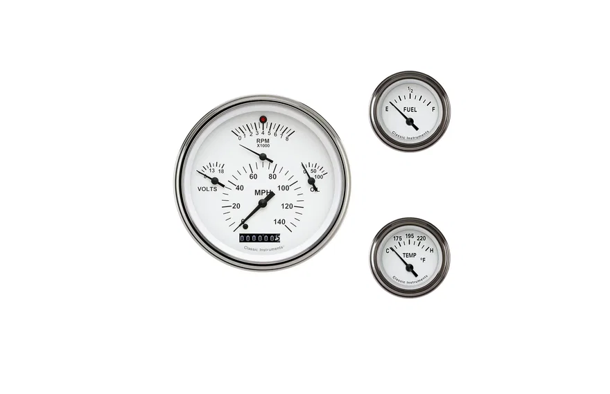 Classic Instruments TE01WSLF, Tetra Series White Gauge Set