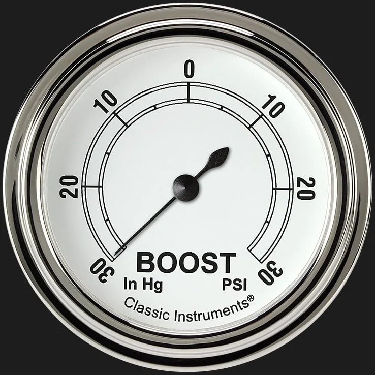 Classic Instruments CW341SLF, White 2-5/8" Boost/Vac Gauge