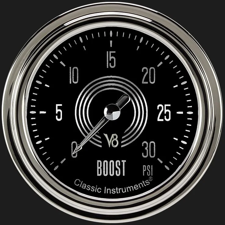 Classic Instruments V8SR342SLC, V8 Speedster 2-5/8" Boost Gauge (30 PSI)