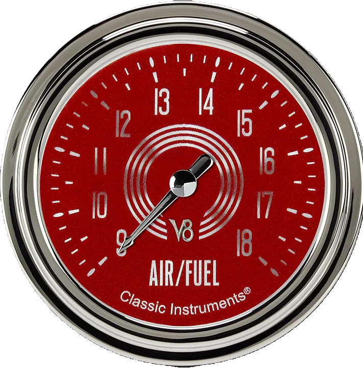 Classic Instruments V8RS394SLC, V8 Red Steelie 2-5/8" Air Fuel Ratio Gauge