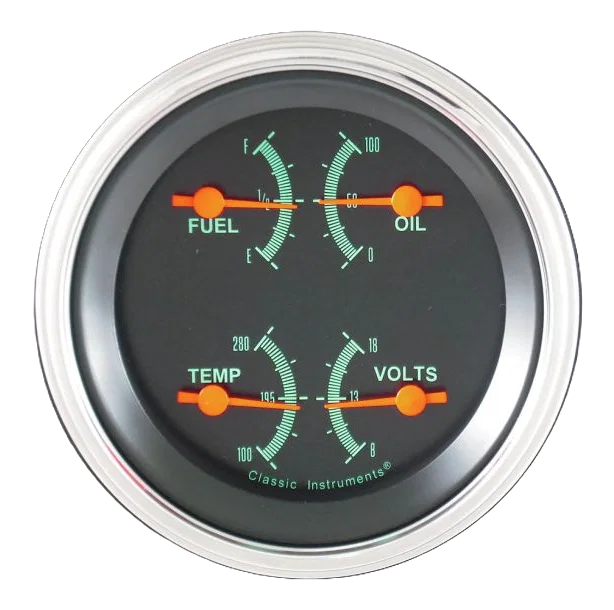 Classic Instruments GS73SLF, G/Stock Quad Gauge (1975-2010 Ohm)