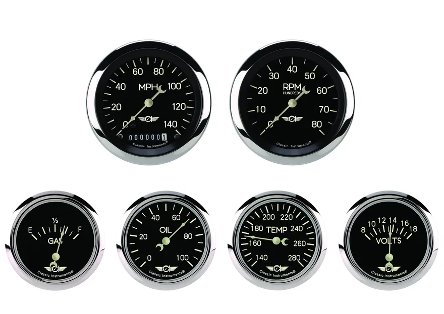 Classic Instruments CL901SRC, Series Six Gauge Set, 3-3/8"