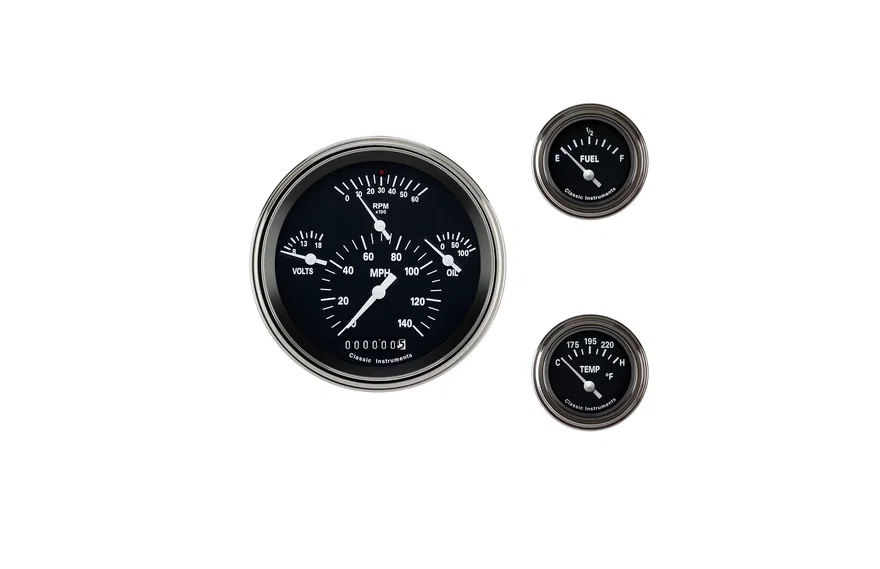 Classic Instruments TE01BSLC, Tetra Six Gauge SET Black-GM