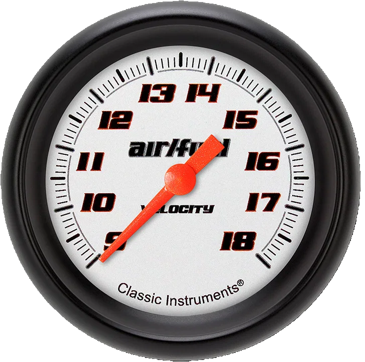 Classic Instruments VS394WBLF, Velocity White 2-5/8" Air Fuel Ratio Gauge