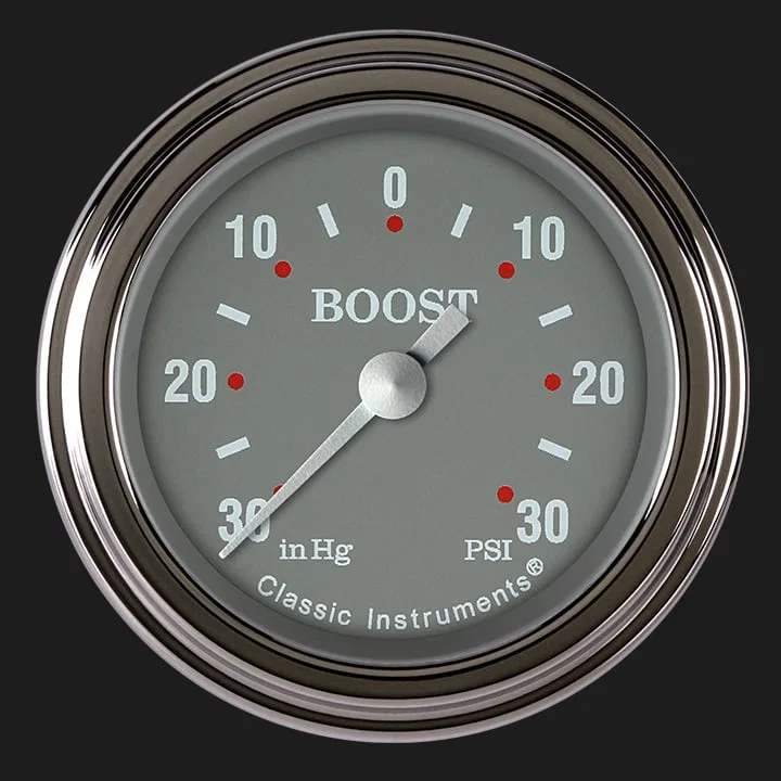 Classic Instruments SG141SLF, Silver Gray 2-1/8" Boost/Vac Gauge