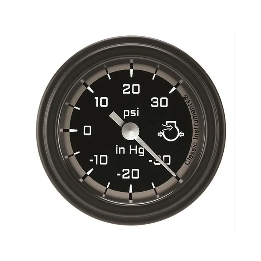 Classic Instruments AX141GBLF, Autocross Gray 2-1/8" Boost/Vacuum Gauge