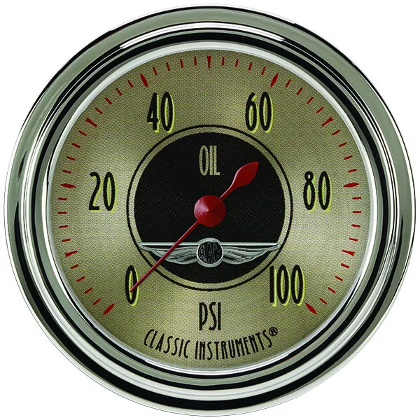 Classic Instruments AN381SLC, All American Nickel 2-5/8" Oil Pressure Gauge