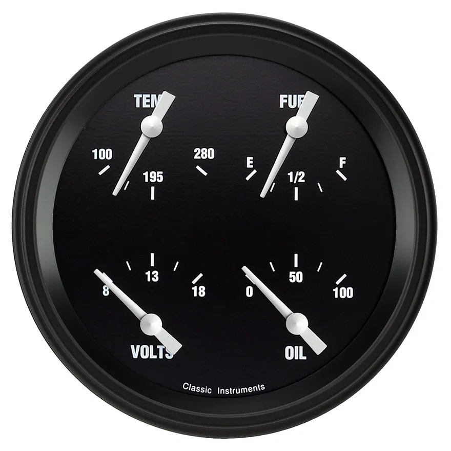 Classic Instruments HR75BLF, Hot Rod 5" Quad Gauge (240-33 Ohm)