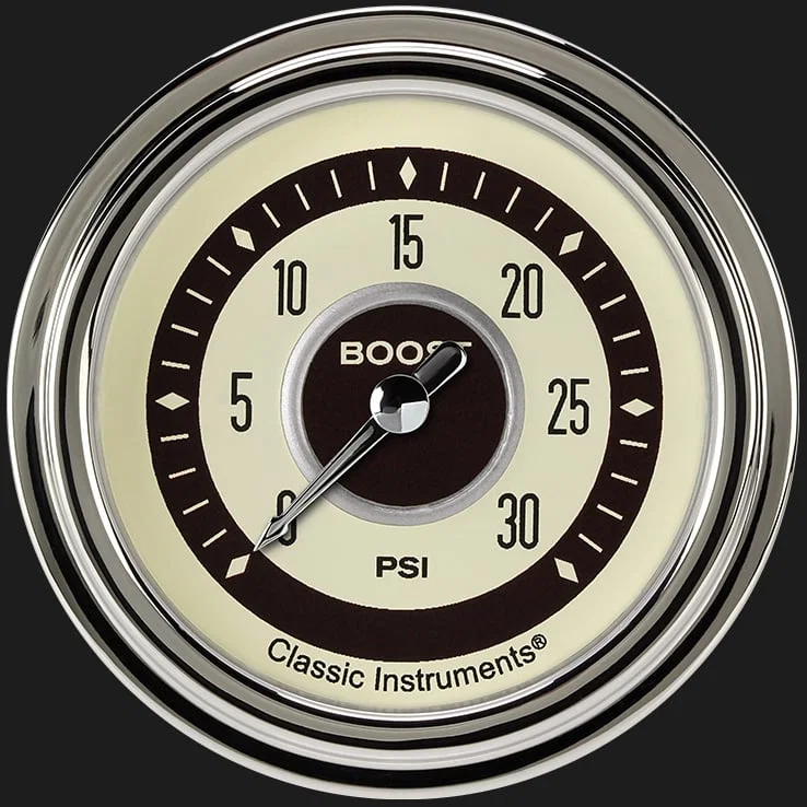 Classic Instruments NT342SLC, Nostalgia VT 2-5/8" Boost Gauge (30 PSI)