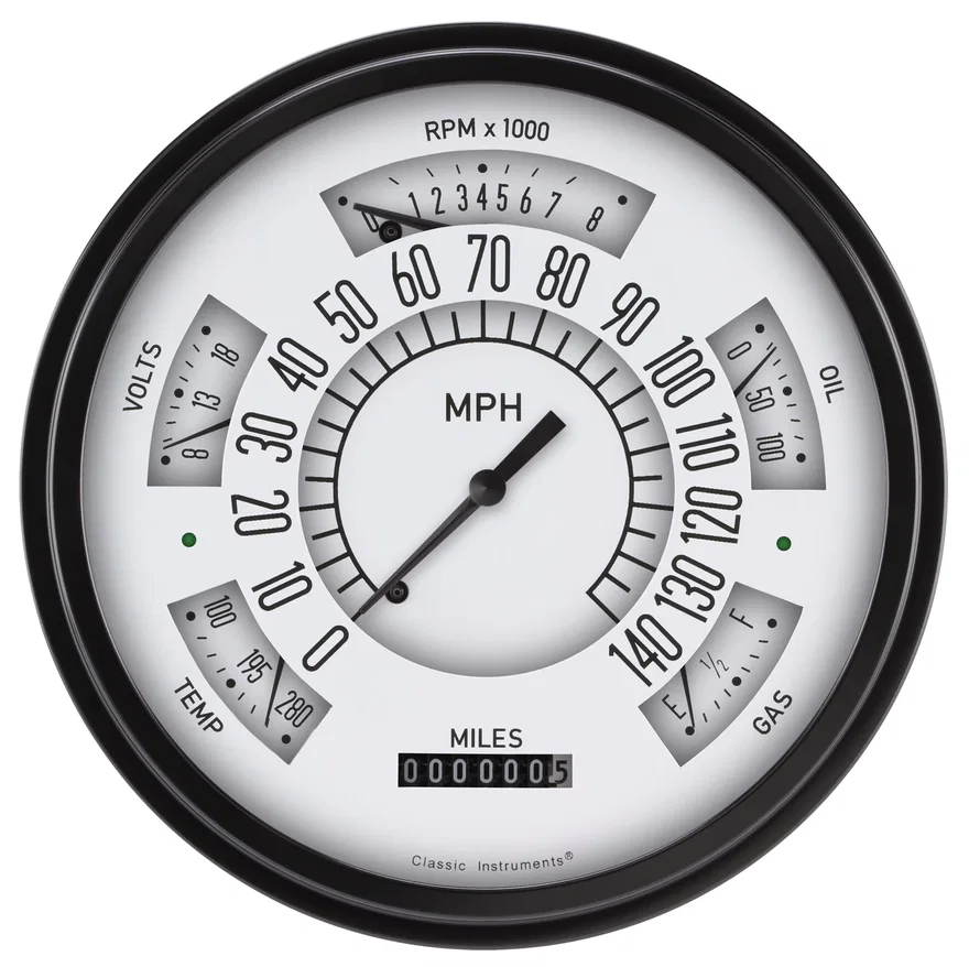 Classic Instruments SX01WBLF, Six Pack White / Black Bezel-GM
