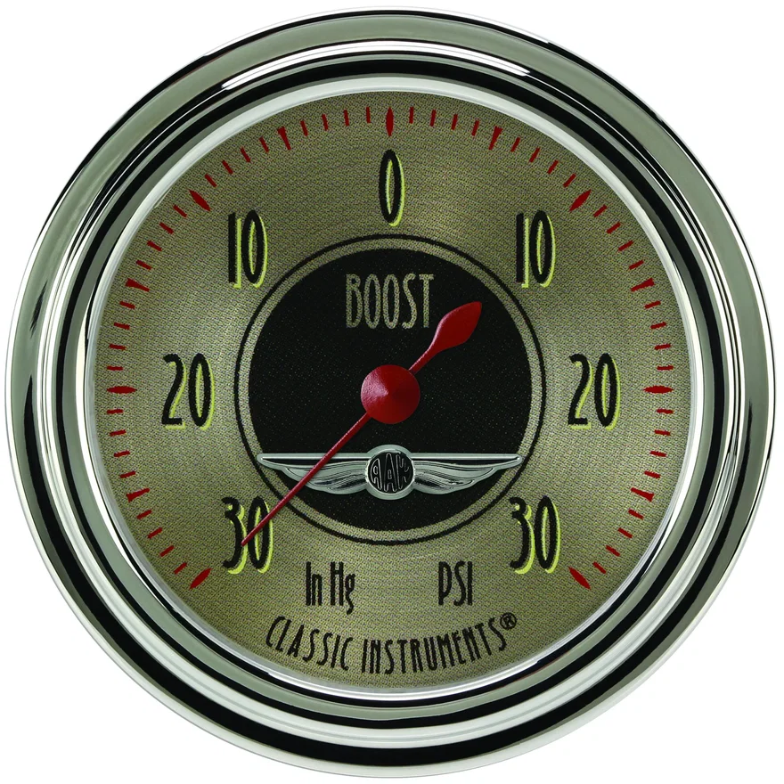 Classic Instruments AN341SLC, All American Nickel 2-5/8" Boost/Vac Gauge