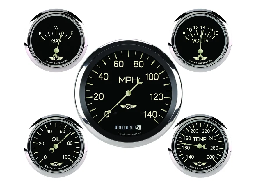 Classic Instruments CL954SRC, Series Five Gauge Set, 4-5/8"