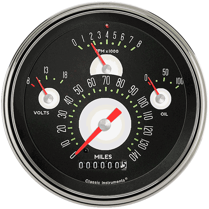 Classic Instruments TE40ASLF, Tetra Series Authentic Combination Gauge