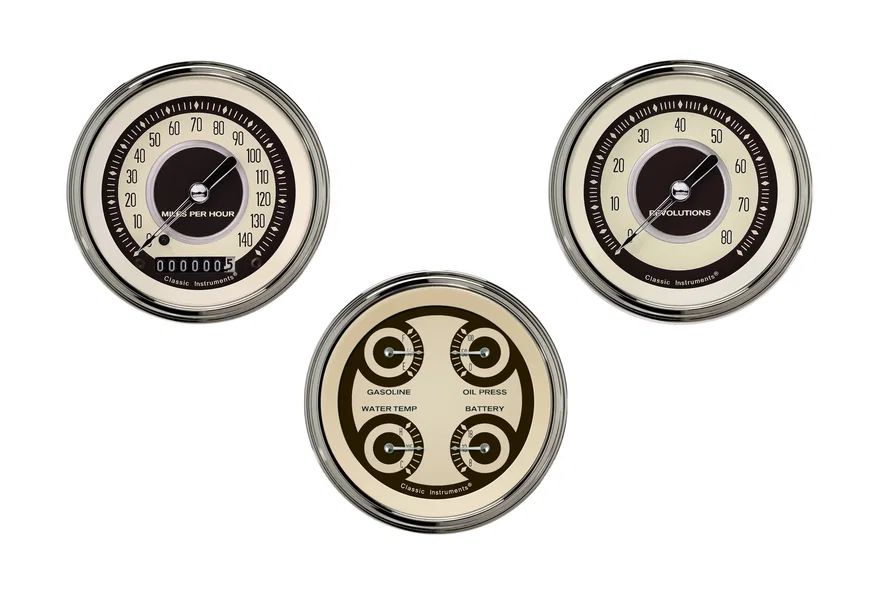 Classic Instruments NT03SLC, Nostalgia VT 3" Speedo/Quad/Tach-GM
