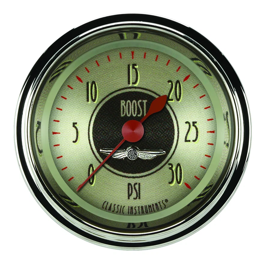 Classic Instruments AN142SHC, All American Nickel 2-1/8" Boost Gauge (30 PSI)