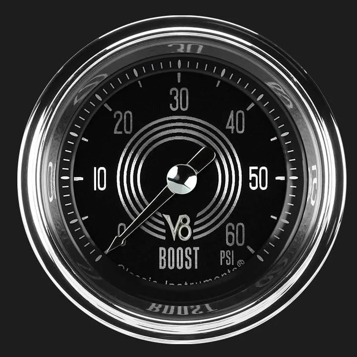 Classic Instruments V8SR143SHC, V8 Speedster 2-1/8" Boost Gauge (60 PSI)