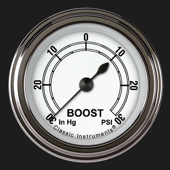 Classic Instruments CW141SLF, White 2-1/8" Boost/Vac Gauge