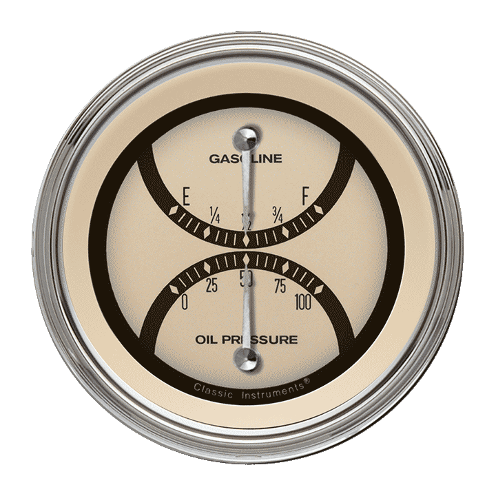 Classic Instruments NT72SLC, Nostalgia VT 3" Dual - Fuel & Oil