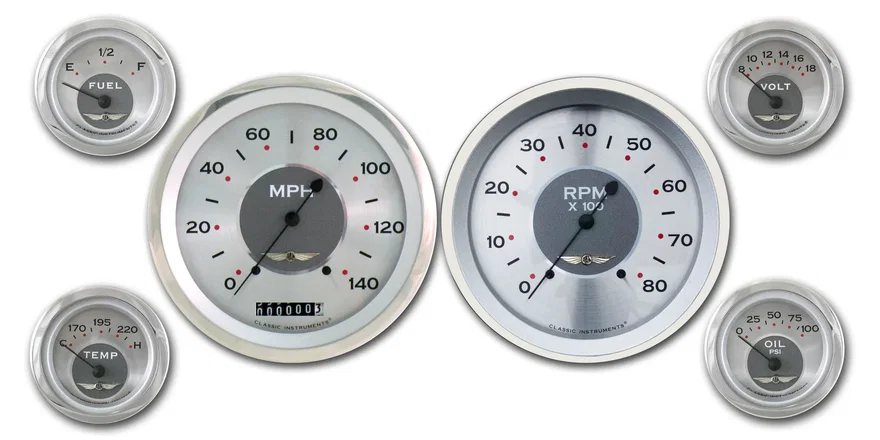 All American 5" Speedo/Tach With 2-1/8" Fuel/Oil/Temp/Volt