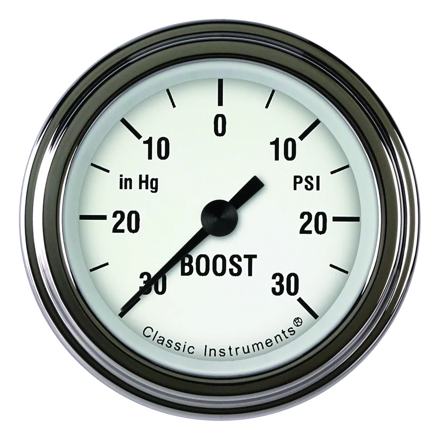 Classic Instruments WH141SLF, White Hot 2-1/8" Boost/Vac Gauge
