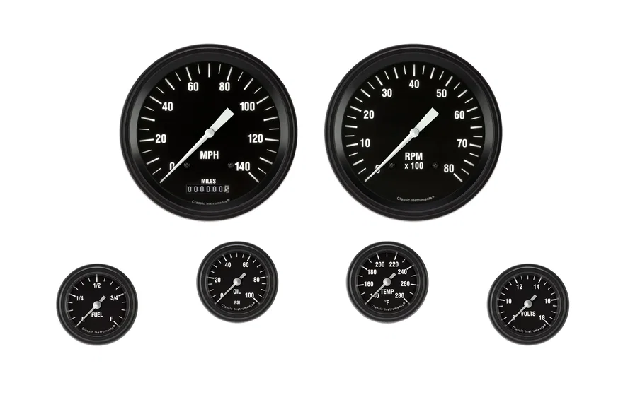 Classic Instruments HR151BLF, Hot Rod 2-1/8" Full Sweep Six Gauge Set - GM