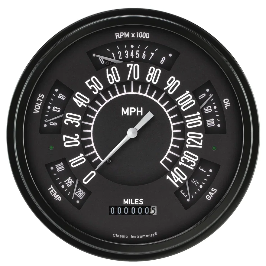Classic Instruments SX01BBLF, Six Pack Black / Black Bezel-GM