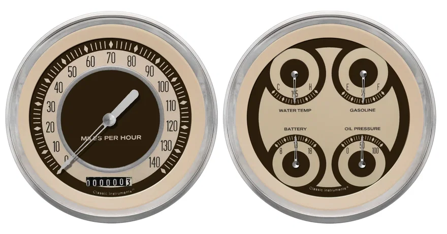 Classic Instruments NT52SLF, Nostalgia VT 5" Speedo & 5" Quad-GM