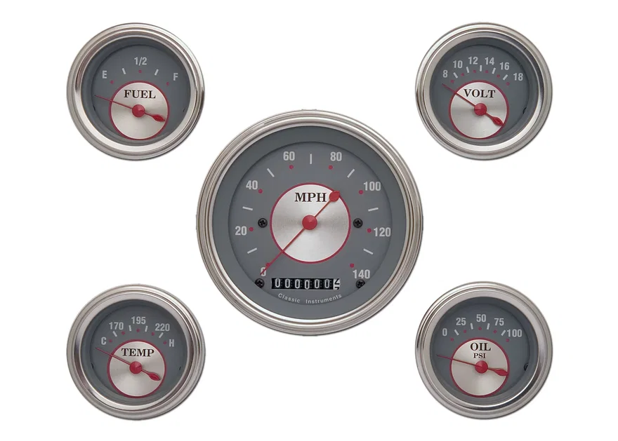 Classic Instruments SS00SLC, Silver Series Five Gauge - GM