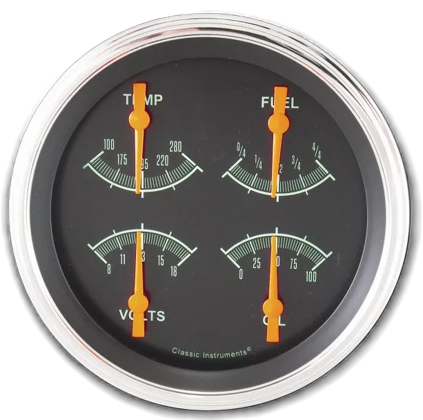 Classic Instruments GS78SLF, G/Stock 4-5/8" Quad Gauge (0-90 Ohm)