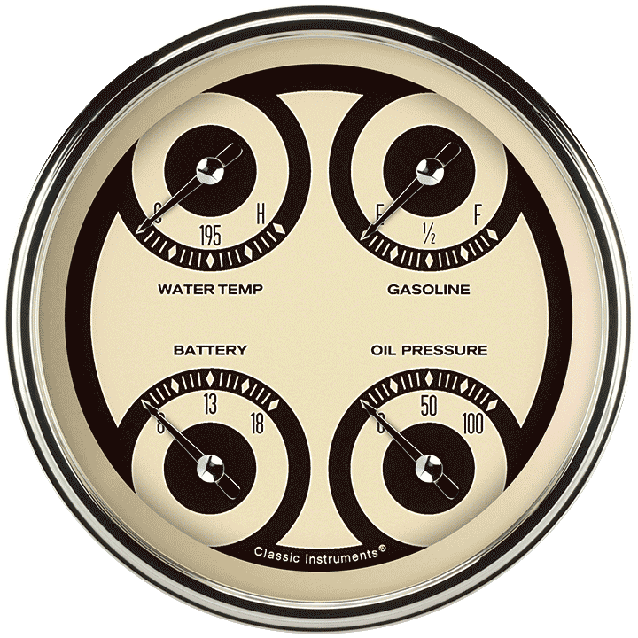 Classic Instruments NT75SLC, Nostalgia VT 4-5/8" Quad Gauge
