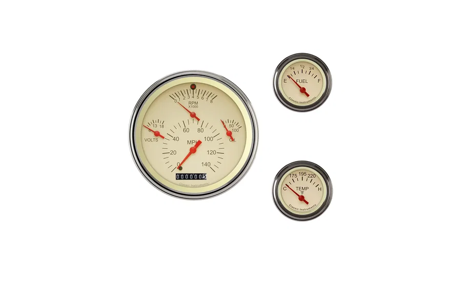 Classic Instruments TE01TSLC, Tetra Six Gauge Set - GM