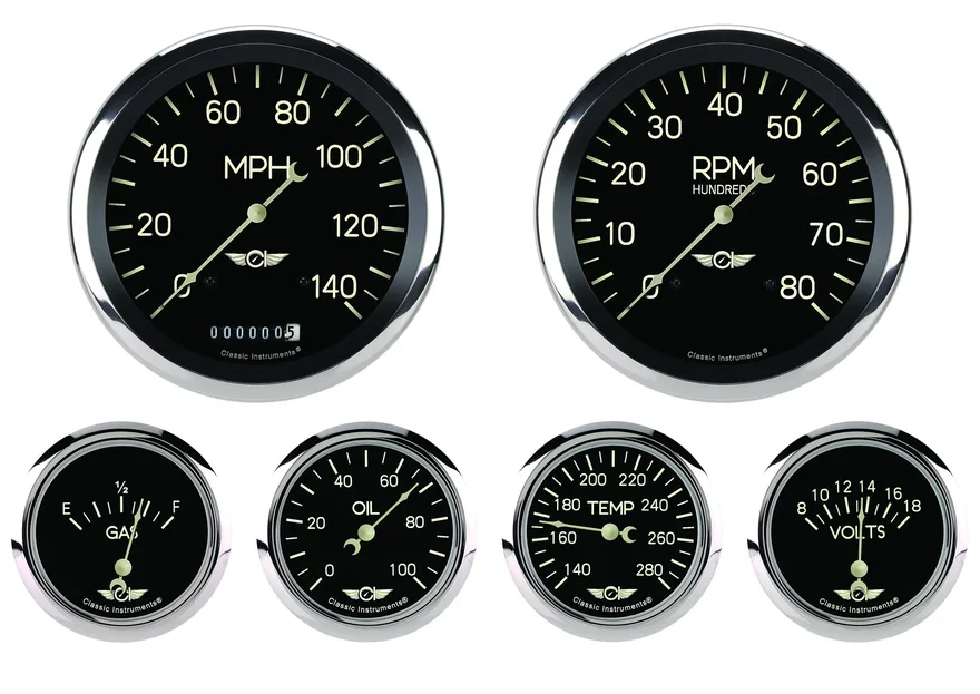 Classic Instruments CL951SRC, Series Six Gauge Set, 4-5/8"